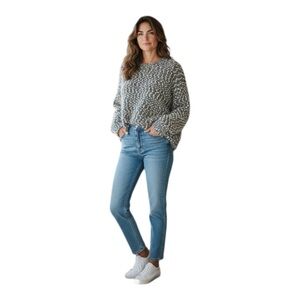 Two by Vince Camuto Sweater XL Black White Fuzzy Boucle Knit